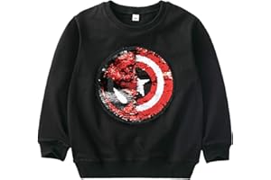 I PASS Niños Niñas Niños Superhero Flip Lentejuelas Color Moda Sudadera de Manga Larga Algodón (3-8 años)