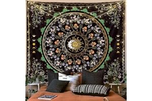 FENDROM Boho Sun Moon Phase Tapestry for Bedroom Aesthetic Green Butterfly Plant Floral Tapestries Wall Hanging Decor Mushroom Large Wall Tapestry for Living Room Dorm