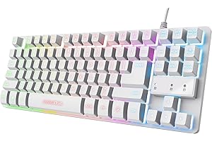 Trust Gaming GXT 833 W Thado TKL klawiatura niemiecki układ QWERTZ, kompaktowa klawiatura gamingowa 80% USB z metalu, Anti-Ghosting, oświetlenie LED, materiały z recyklingu, do komputera, laptopa, Mac