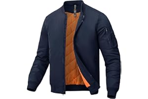 MoFiz Hombre Chaqueta Bomber Acolchado Vintage Invierno Cálida Cazadora Bombardero Grueso Abrigo Bolsillos con Cremallera