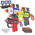 SZJYMY 3 Pack Blaster Gun Toy Guns, Soft Foam Dart Blaster Compatible with Nerf Guns with 10 Little Tumbler 1 Nerf Targets For Shooting 30 Pcs Soft Foam Darts Toys For 3 Year Olds Boys