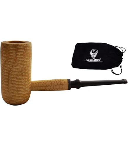 GERMANUS Pipe Corncob - Dark Egg, Bent - pipe à tabac incl. sac à pipe