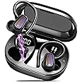 OYIB Wireless Earbuds Sport, Mini Bluetooth 5.4 Headphones with 4 ENC Mic, 50H Playtime Wireless Headphones with Earhooks, LED Display, IP7 Waterproof Earphones for Running/Gym, Deep Black