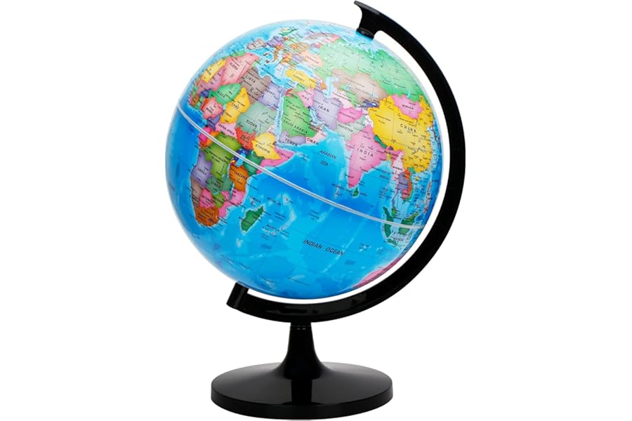 EXERZ 30cm World Globe Political Map - Large Educational Geographic Self Assembled School Globe - 30cm Diameter