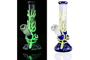 RORA Il Bong di Vetro Alto 10 Pollici di Fluorescenza Freddo ricicla i rametti dell'olio Che fumano Illuminano la tubatura dell'Acqua di Bong (Blu-B)