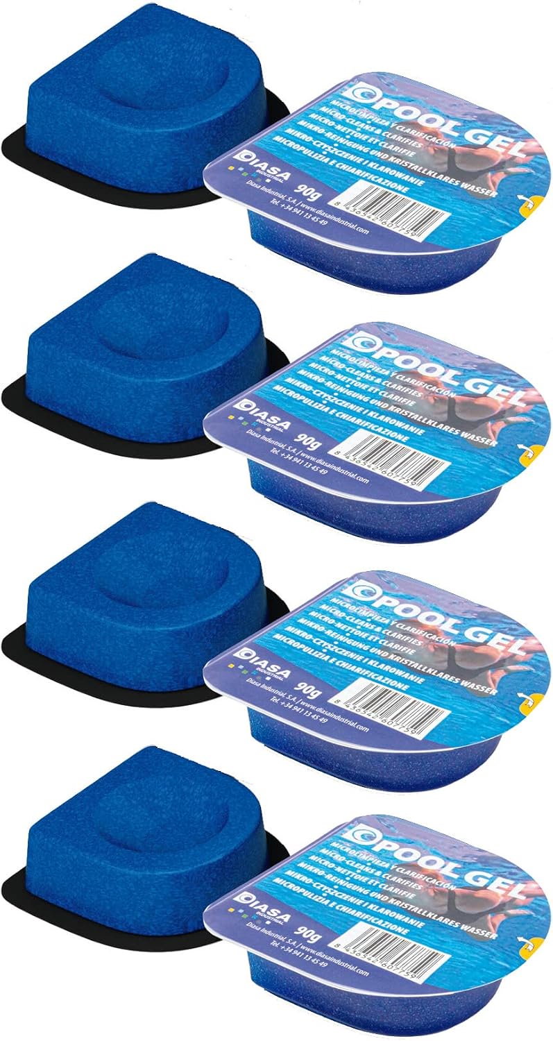 Pack 4 UDS Gel Clarificante Piscinas Dpool Gel - MONODOSIS 90 GR - Agua Piscina cristalina - DIASA Industrial