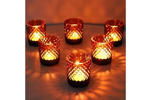 Vohocandle 12pcs Brown Tea Light Candle Holders Vintage, Tea Light Holders Glass for Boho Wedding Table Centerpiece, Brown Tealight Holders for Halloween Thanksgiving Decor