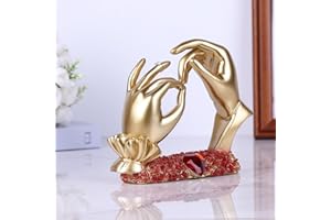 oliruim Statua del gesto dorato, dita moderne della statua dell'amore, decorazione della casa, decorazione di nozze, fidanzamento, regalo di nozze (oro)