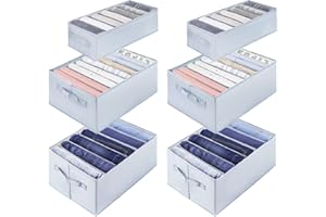 hinrey Organizer Armadio Salvaspazio, Organizzatore Armadio pieghevole Organizer Pantaloni con manico per Jeans, Pantaloni und T-Shirt 2+2+2 Pezzi