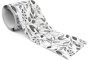 Muralo - Selbstklebende Bordüre - Tapetenbordüre Wandbördure - Dekorative Wandtatto für Wände, Möbel, Decken, Tapeten, Wandverkleidungen, Türen - Graue Blätter - Br.10cm x Hö.300cm