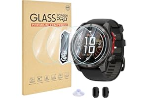 DiyGody Compatible for Garmin Fenix 8 Pro Micro LED/Amoled 51mm Screen Protector, 4 Tempered Glass Film+2 Charge Dust Plug, 9H HD Clear Anti-Scratch Anti-Dust Protective Cover for Garmin Fenix 8 Pro