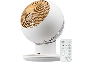 Iris Ohyama, Woozoo Ventilateur de table ultra puissant, silencieux & portable, 30m², Portée 25m, Oscillation multidirectionnelle, Télécommande, Minuterie, Salon - Woozoo PCF-SC15T - Blanc mat/Bois