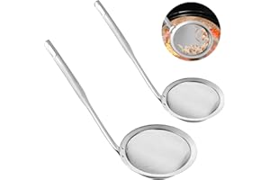 LPEPLL Écumoire Cuisine en Acier Inoxydable 2 Pièces Passoire Cuisine avec Maille Fine pour Wok Friture Bouillon Chinois Cuisine Filtre Graisse et Impuretés