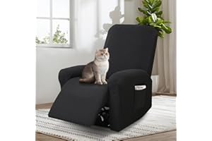 bechoanigel Funda Sillon Relax Reclinable, 4 Piezas Funda Butaca, Funda Sofa 1 Plaza, con Protectores para Reposabrazos y Bolsillo (Negro)