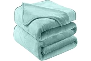 HOZY Coperta Plaid Pile, Coperta Matrimoniale 220 x 240 cm Flanella, Coperta Divano Super Grande Caldo Morbida - Menta Verde