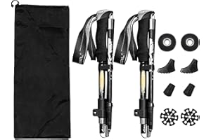 CELERAUR Bâtons de Randonnée, 2 PCS Bâtons de Marche Telescopiques, Poles Trekking Pliable en Alliage,avec 4 Paires Accessoires d'escalade, Réglable de 107 à 130 cm, Idéal pour Trekking, Alpinisme