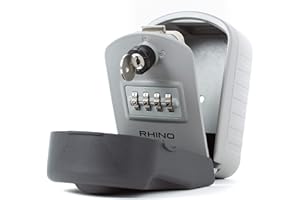 Rhino Lock Secure Pro - Combination Key Safe Wall Mounted - Lock Box/Key Box- Large Internal Storage for Keys with 4 Digit Lock, Emergency Key Access & Patented Code Recovery System #UKBrand (Grey)