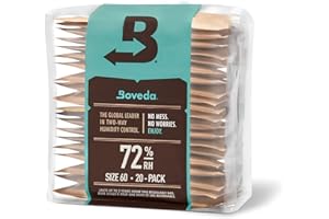 Boveda 72% Two-Way Humidity Control Packs For Wood Humidifier Boxes – Size 60 – 20 Pack – Moisture Absorbers – Humidifier Packs – Hydration Packets in Resealable Bag