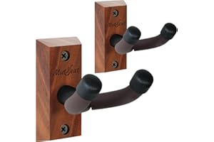 Musbeat Ukulele Wandhalterung 2er Set, Schwarz-Walnussholz 45° V-förmiger Ukulele Hänger, Ukulelehalter Aufhängung für Banjo, Mandoline, Ukelele (Konzert, Ananas, Sopran, Tenor & Bariton)