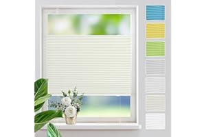 ‎MUPFUP Plissee ohne Bohren Plissees Klemmfix,Beige 50x100cm Easyfix Plisseeroll Rollo für Fenster Einfache Montage Sichtschutz und Sonnenschutz