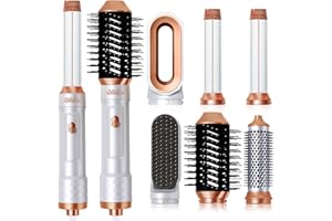 UKLISS Hairstyler 6 en 1 Set Brosse Air Chaud, Brosse Sèche-cheveux 200 Millions lonen, 1000W Sèche-cheveux, Auto-airflow Fer à Friser Sèche-cheveux, Brosse Lisseur, Brosse Ronde pour Volume, Boucles