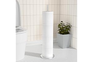 SAFFRUFF Toilet Roll Holder Free Standing: Silver Toilet Paper Storage Holder Stand for 4-6 Spare Rolls - Bathroom Toilet Roll Dispenser