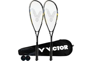 RACKETWORLD Victor Power Storm Lot de 2 raquettes de squash avec balles et étui de transport