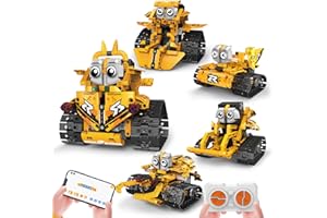 Leleopodo Robot di Programmazione Technic, Kit di Robot Telecomandati 5 in 1, 250 Pellet Facili da Montare per Principianti dai 6 ai 12 anni, Un Regalo di Compleanno Perfetto per Ragazzi e Ragazze
