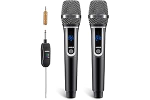 JAMELO Drahtlose Mikrofone Dual UHF Handmikrofon Kabelloses Dynamisches Mikrofonsystem mit Bluetooth-Empfänger Mikrofon Set für Karaoke Rede Kirche Hochzeit Party DJ-Gesang-10 Kanäle & 30 M