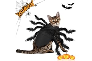 Halloween Haustier Kostüm, Digiroot Spinnenkostüm für Hund Katze, Plüsch Spinne Kostüme, Pet Kostüm Cosplay Party Special Events Kostüm für Hunde Katzen, Hundekostüm Katzenkostüm Einstellbar Schwarz