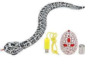 Srliya Serpiente teledirigida, Carga USB Control infrarrojo Ultra realista con lengua de serpiente Retráctil, Juguete para animales RC durante más de 8 Años(Blanco y Negro)