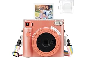 HIYQIN Kwadratowe etui SQ1, etui ochronne ze skóry PU do aparatu Fujifilm Instax Square SQ1, kryształowa twarda obudowa z paskiem na ramię, Jasne, Przenośna popielniczka