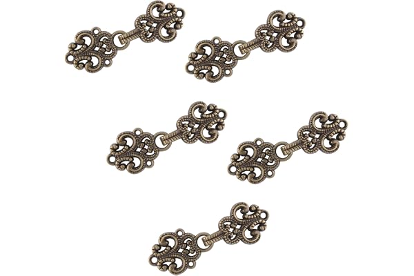 WANDIC Cardigan-clips, 5 par vintage ihåliga blommor cape-förslutningar, hakar och hyskor, cardigan-clip, cape-förslutningar för tröjor, halsduk, antik look