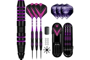 Lavishio Dart Metallspitzen Set 3 Aluminium Dartschäfte Stahlspitzen Dart Set Professionelle Darts Stahlspitzen Set + Extra 3 Dartflights 3 Ersatz Plastikschäfte