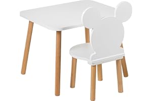 PlayPals Furniture Kindertisch mit Stühl- Kinder Tisch Stuhl Set aus Holz, 50 x 60 cm- natürliche Sitzmöbel für Kinder ab 3,4,5,6,7 Jahre- Kinderstuhl-Set, kindersitzgruppe
