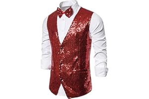 LIEBEIMMER Gilet de costume pour homme avec nœud papillon, gilets à paillettes pour homme, coupe ajustée, gilet de smoking, livraison 7 jour