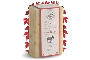 LA MAISON DU SAVON DE MARSEILLE Savon Solide Bio au Laît d'ânesse – Savon Parfumé Vigne Rouge - 98% d’ingrédients d’origine végétale – Fabriqué en Provence –Main & Corps 115g