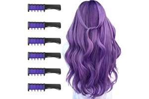 MSDADA 6 Pièces Peigne à Craie pour Cheveux,Cheveux Craie Peignes de Craie Temporaire Dye Couleur de Brosse pour Filles Enfants Cadeau d'anniversaire, Fête, Cosplay（Violet）