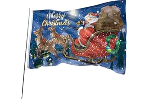 UOQO Merry Christmas Santa Claus Flags 5FT x 3FT With Eyelets,Xmas Decorations Outdoor, Personalised Festival Garden Flags,Double Stitched Polyester Flag With 2 Grommets,Garden Party Decor, Funny Flag