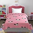 DECOMIZER 150 GSM Glace Cotton Kids Single Bed 250 TC Reversible Comforter/AC Blanket for Winter/Quilts/Duvet - Pink