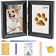 Avont Paw Print Kit with Picture Frame and Imprint Clay, Pawprints Impression Keepsake for Dogs Cats, Memorial Desk Display for Pets -Black