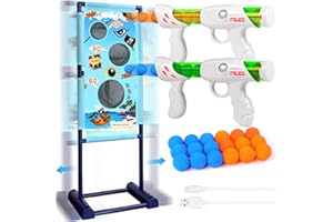 DX DA XIN Bewegliche Zielscheibe Set - Schießspiele für Kinder mit Bewegliches Ziel 2 Pcs Popper Pistole 18 Schaumball Spielzeug Kinder ab 5 6 7 8 9 Jahre Outdoor Spiele Geschenk für Junge