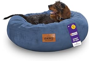 Slumberdown Donut Dog Bed Large (75 cm) - Soft, Supportive & Calming Nest for Puppy, Dogs & Cats | UK-Made, Washable, Non-Slip Base, Plush Cushioning Comfort in Navy