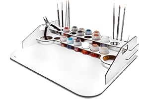 Silu- Model Paints Organiser with Small Workbench for Citadel Paints, with Brushes and Tools Holder, for Painting W40K and Miniatures
