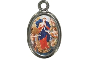 Ferrari & Arrighetti Medaglia Madonna che scioglie i Nodi in metallo nichelato e resina - 2,5 cm (confezione da 10 pezzi)