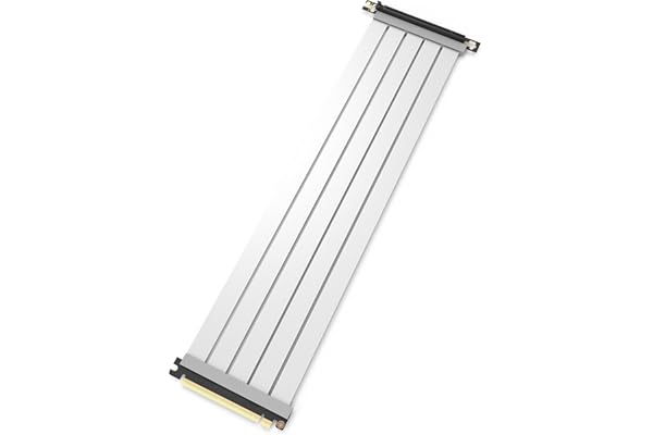 LINKUP - Cable Riser AVA PCIe 4.0 Gen 4 x16 - Compatible con RTX 4090 RX7900 - Potencia tu Rendimiento en Juegos - Conector a 90 Grados Blanco (60cm)