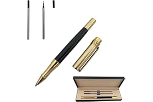 Accod Rollerball Pen Business Signature Pen Durable Office Pen with Two 0.5mm Black Refills Gift Pen Gift Box (Black)