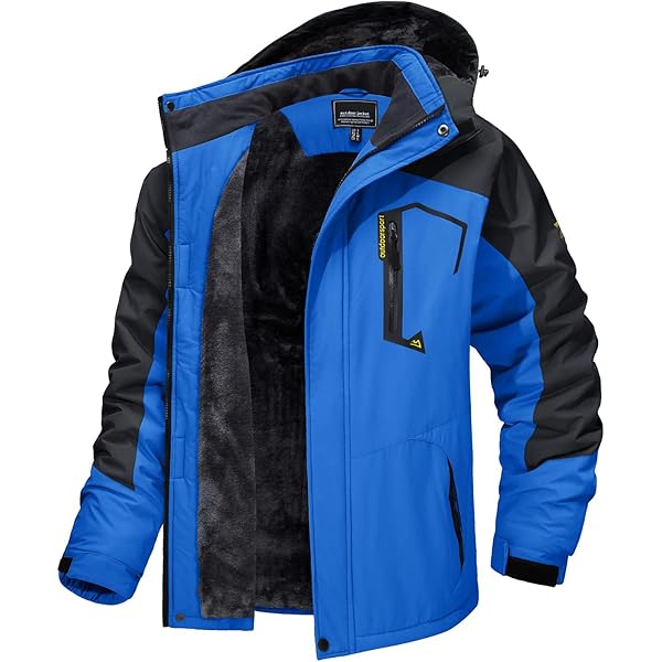 donhobo Ski-jack voor heren, ademend, warm gevoerd, winterjas, waterdicht, winddicht, outdoor, verdikt, functionele jas met afneembare capuchon, blauw, L