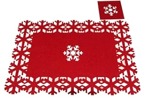 Christmas Concepts® Ensemble de napperons et sous-Verres 8 Morceaux de Feutre de Noël en Feutre Rouge - 4 Dessous-de-Plat + 4 Dessous de Verre