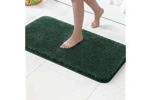 MIULEE Bath Mat Non Slip Absorbent Bathroom Soft luxurious Shower Small Mat Doormat Inside Rugs Kitchen Rugs Carpet Mat Washable for Bathroom Bedroom Kitchen Entrance 40x60 cm Deep Green